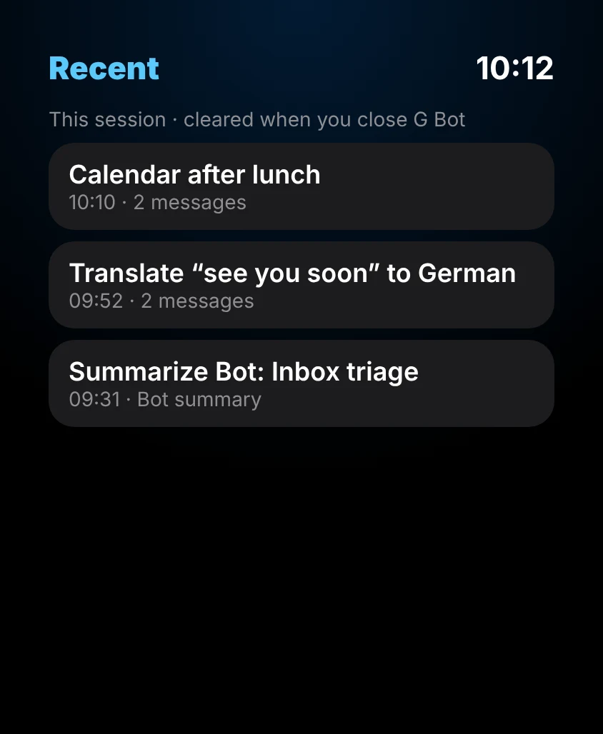 G Bot – Recent