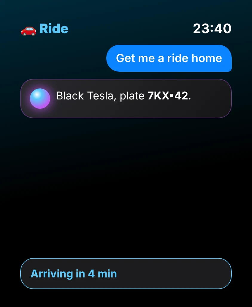 G Bot – Ride: Black Tesla, plate 7KX•42. Arriving in 4 min